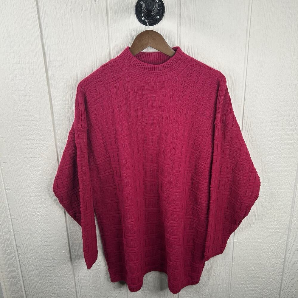 Vintage 90’s Spunky Hot Pink Knit Chunky Sweater Size X-Large